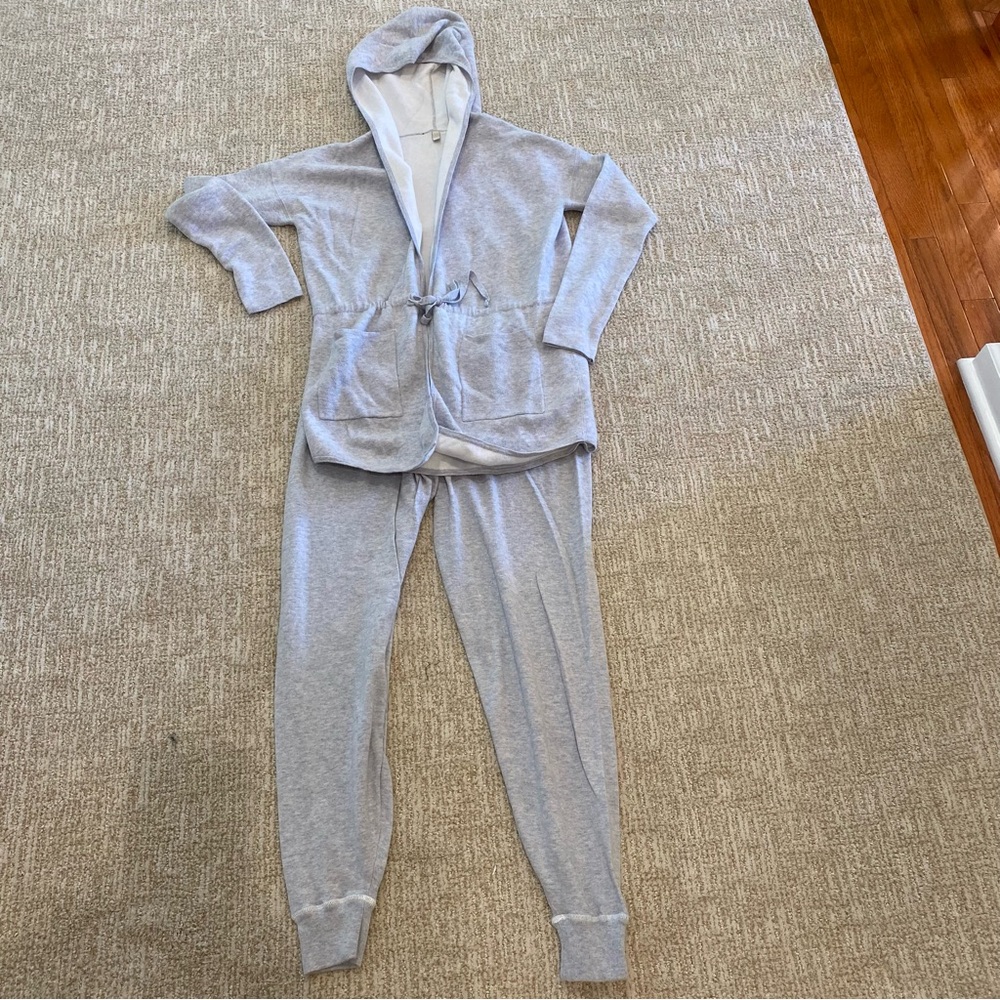 FORTE Cashmere Light Gray Cashmere loungewear set Sweater and joggers XS